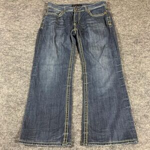 Seven7 Jeans Mens 36x32 Blue Relaxed Straight Leg Denim Contrast Stitch